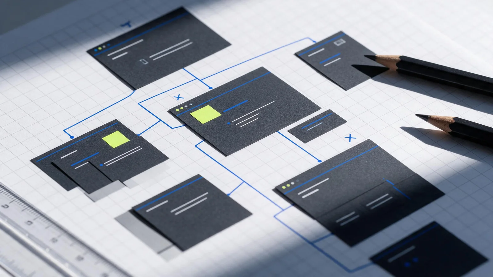 A connected website plan with a marked priority page